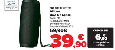 Oferta de Energy Sistem - Altavoz Box 5 + Space por 39,9€ en Carrefour