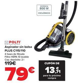 Oferta de Polti - Aspirador Sin Bolsa Plus C115110 por 79€ en Carrefour