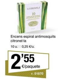Oferta de Encens Espiral Antimosquits Citronel·la por 2,55€ en BonpreuEsclat