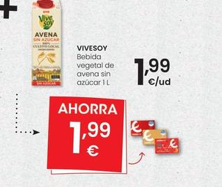 Oferta de ViveSoy - Bebida Vegetal De Avena Sin Azúcar por 1,99€ en Eroski