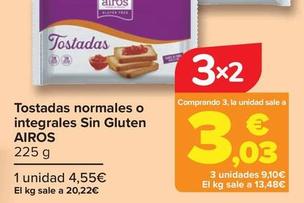Oferta de Airos - Tostadas Normales Sin Gluten por 4,55€ en Carrefour