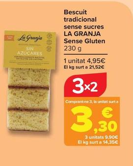 Oferta de La Granja - Bizcocho Tradicional Sin Azúcares Sin Gluten por 4,95€ en Carrefour