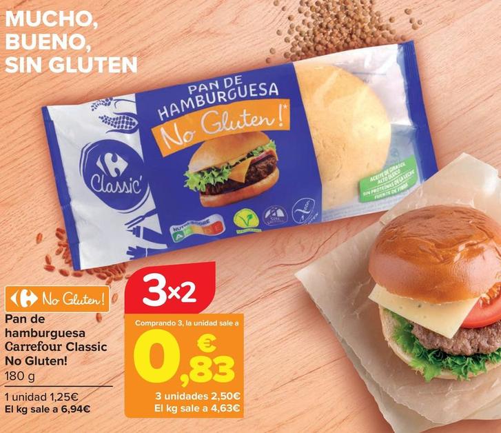Oferta de Carrefour Classic - Pan De Hamburguesa No Gluten! por 1,25€ en Carrefour