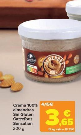 Oferta de Carrefour Sensation - Crema 100% Almendras Sin Gluten  por 3,65€ en Carrefour