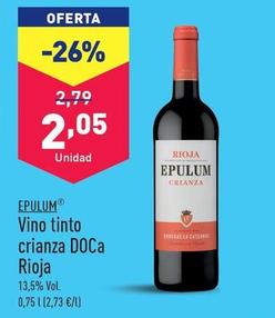 Oferta de Epulum - Vino Tinto Crianza DOCa Rioja por 2,05€ en ALDI