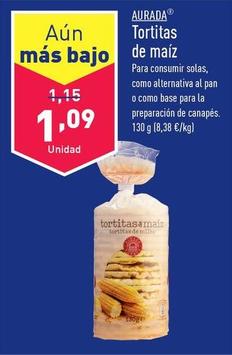 Oferta de Aurada - Tortitas De Maiz por 1,09€ en ALDI