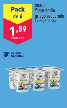 Oferta de Milsani - Yogur Estilo Griego Azucaeado por 1,59€ en ALDI
