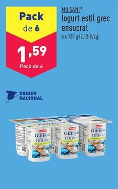 Oferta de Milsani - Yogur Estilo Griego Azucaeado por 1,59€ en ALDI