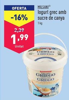 Oferta de Milsani - Yogur Estilo Griego Con Azucar De Cana  por 1,99€ en ALDI