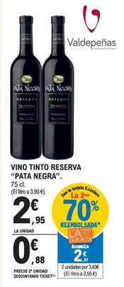Oferta de Valdepeñas - Vino Tinto Reserva "Pata Negra". por 2,95€ en E.Leclerc