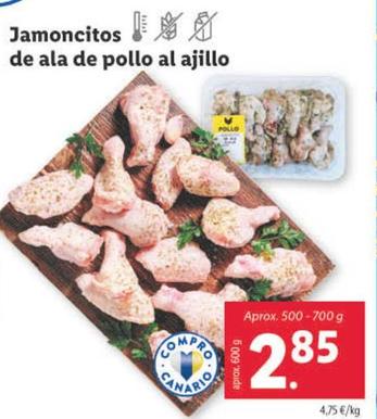Oferta de Jamoncitos De Ala De Pollo Al Ajillo por 2,85€ en Lidl