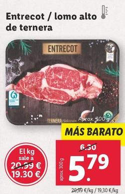 Oferta de Entrecot / Lomo Alto De Ternera por 5,79€ en Lidl