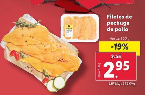 Oferta de Filetes De Pechuga De Pollo por 2,95€ en Lidl