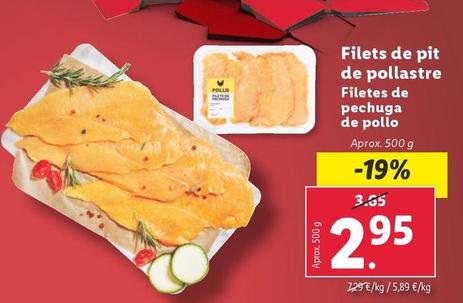 Oferta de Filetes De Pechuga De Pollo por 2,95€ en Lidl