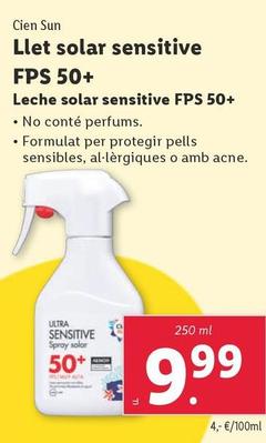Oferta de Cien Sun -Leche Solar Sensitive FPS 50+ por 9,99€ en Lidl