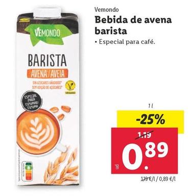 Oferta de Vemondo - Bebida De Avena Barista  por 0,89€ en Lidl