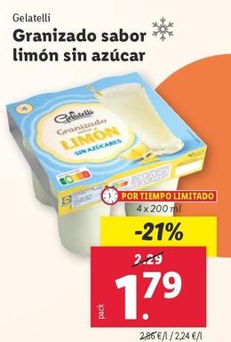 Oferta de Gelatelli - Granizado Sabor Limon Sin Azucar por 1,79€ en Lidl