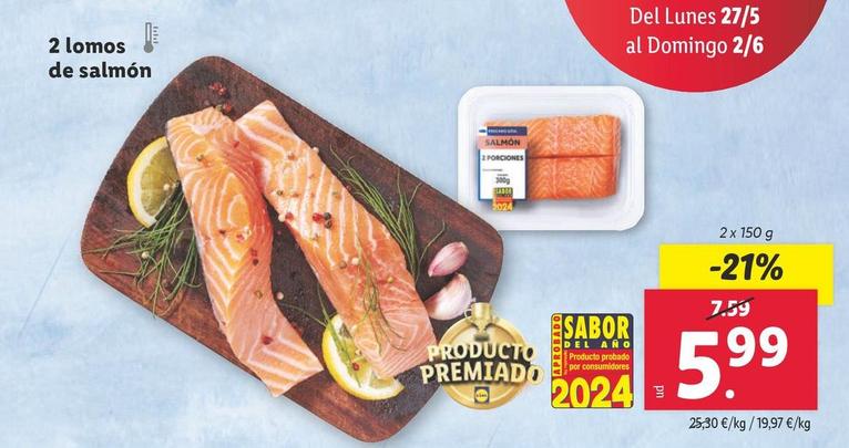 Oferta de 2 Lomos De Salmon por 5,99€ en Lidl