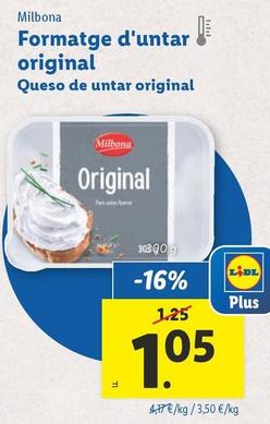 Oferta de Milbona - Queso De Untar Original  por 1,05€ en Lidl