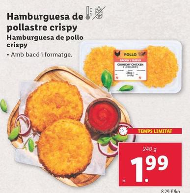 Oferta de Hamburguesa De Pollo Crispy  por 1,99€ en Lidl