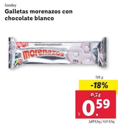 Oferta de Sondey - Galletas Morenazos Con Chocolate Blanco  por 0,59€ en Lidl