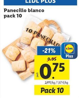 Oferta de Panecillo Blanco Pack 10 por 0,75€ en Lidl
