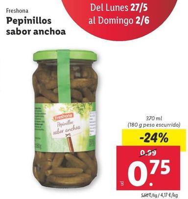 Oferta de Freshona - Pepinillos Sabor Anchoa por 0,75€ en Lidl