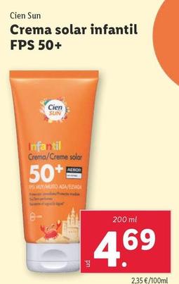 Oferta de Cien Sun - Crema Solar Infantil FPS 50+ por 4,69€ en Lidl