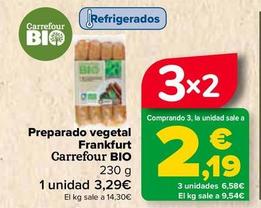 Oferta de Carrefour bio - Preparado Vegetal Frankfurt por 3,29€ en Carrefour