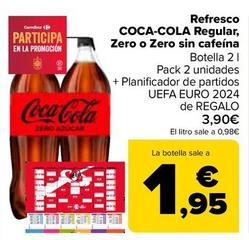 Oferta de Coca-Cola - Refresco Regular Zero o Zero sin cafeína por 3,9€ en Carrefour