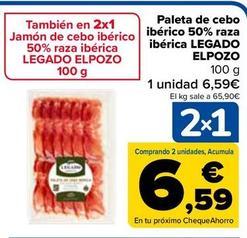 Oferta de Legado ElPozo - Paleta de cebo ibérico 50% raza ibérica por 6,59€ en Carrefour