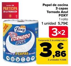 Oferta de Foxy - Papel De Cocina 3 Capas Tornado Azul por 5,79€ en Carrefour