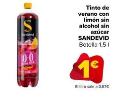 Oferta de SANDEVID - Tinto de verano con limón sin alcohol sin azúcar  por 1€ en Carrefour