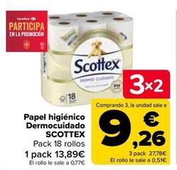 Oferta de Scottex - Papel Higienico Dermocuidado por 9,26€ en Carrefour