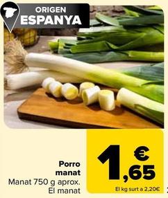 Oferta de Puerro Manojo por 1,65€ en Carrefour