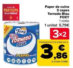 Oferta de Foxy - Papel De Cocina 3 Capas Tornado Azul por 3,86€ en Carrefour