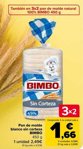 Oferta de BIMBO - Pan de molde  blanco sin corteza  por 2,49€ en Carrefour