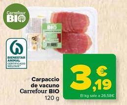 Oferta de Carrefour bio - Carpaccio De Vacuno  por 3,19€ en Carrefour