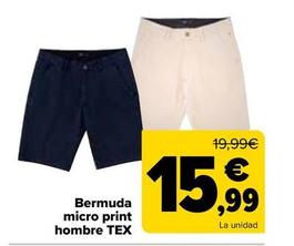 Oferta de TEX - Bermuda micro print hombre por 15,99€ en Carrefour