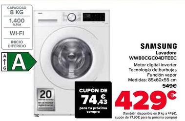 Oferta de Samsung - Lavadora  WW80CGC04DTEEC por 429€ en Carrefour