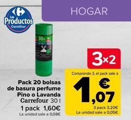 Oferta de Carrefour - Pack 20 Bolsas  De Basura Perfume  Pino O Lavanda  por 1,6€ en Carrefour