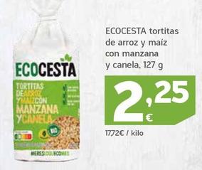 Oferta de Ecocesta - tortitas de arroz y maíz con manzana y canela por 2,25€ en HiperDino