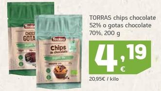 Oferta de Torras - Chips Chocolate 52% O Gotas Chocolate 70% por 4,19€ en HiperDino
