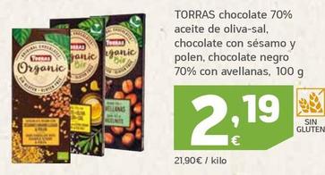 Oferta de Torras - Chocolate 70% Aceite De Oliva-Sal por 2,19€ en HiperDino
