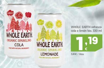 Oferta de Whole Earth - Refresco Cola O Limón Bio por 1,19€ en HiperDino