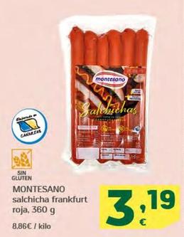 Oferta de Montesano - Salchicha Frankfurt Roja por 3,19€ en HiperDino