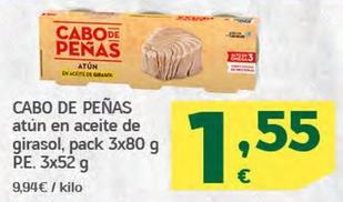 Oferta de Cabo de Peñas - Atún En Aceite De Girasol por 1,55€ en HiperDino