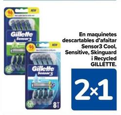 Oferta de Gillette - En Maquinillas Desechables De Afeitado Sensor 3 Cool, Sensitive, Skinguard Y Recycled en Carrefour
