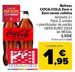 Oferta de Coca-Cola - Refresco Regular Zero o Zero sin cafeína por 3,9€ en Carrefour