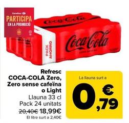 Oferta de Coca-Cola - Refresco Regular Zero o Zero sin cafeína por 18,99€ en Carrefour